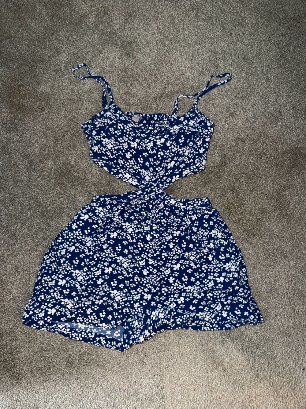 aerie Navy Blue Floral Cutout Romper